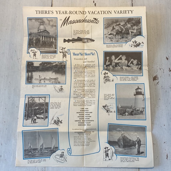 Vintage Massachusetts Tourist Map - Paper Map - State Highway Map - Picture 5 of 14